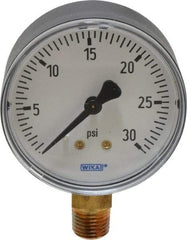 Wika - 2-1/2" Dial, 1/4 Thread, 0-30 Scale Range, Pressure Gauge - Lower Connection Mount, Accurate to 3-2-3% of Scale - Apex Tool & Supply