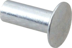 RivetKing - 0.134 to 0.141" Hole Diam, Round Head, Zinc Plated Steel, Semi Tubular Rivet - 3/8 Head Diam, 1/2" Length Under Head, 3/16 Body Diam - Apex Tool & Supply