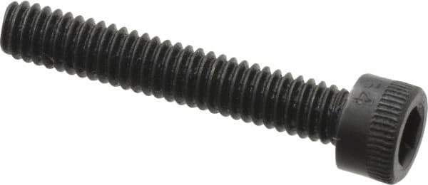 Made in USA - #8-32 UNC Hex Socket Drive, Socket Cap Screw - Alloy Steel, Black Oxide Finish, Fully Threaded, 1" Length Under Head - Apex Tool & Supply