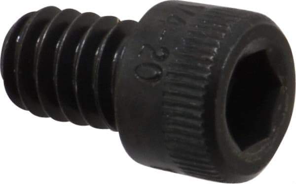 Made in USA - 1/4-20 UNC Hex Socket Drive, Socket Cap Screw - Alloy Steel, Black Oxide Finish, Fully Threaded, 3/8" Length Under Head - Apex Tool & Supply