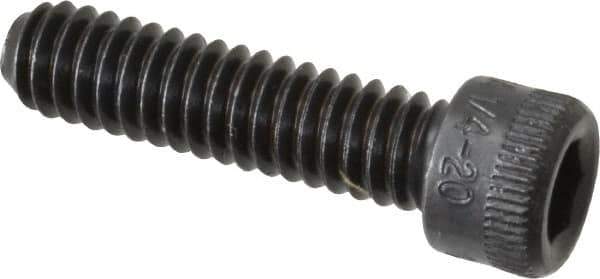 Made in USA - 1/4-20 UNC Hex Socket Drive, Socket Cap Screw - Alloy Steel, Black Oxide Finish, Fully Threaded, 1" Length Under Head - Apex Tool & Supply