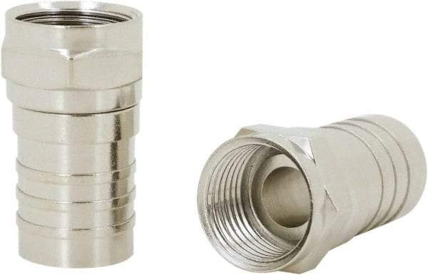 Ideal - Straight, F Type Twist On Coaxial Connector - Compatible with RG59, Brass Contact, Brass Body - Apex Tool & Supply