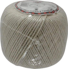 Made in USA - 0.058 Inch Diameter, Cotton Twine Ball - 45 Lbs. Breaking Strength, White, 1,190 Ft. per Lb. - Apex Tool & Supply