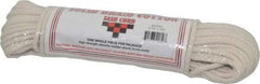 Made in USA - 100' Max Length Cotton Solid Braided Cotton Cord with Reinforced Core - 3/16" Diam, 250 Lb Capacity - Apex Tool & Supply