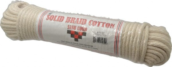 Made in USA - 100' Max Length Cotton Solid Braided Cotton Cord with Reinforced Core - Apex Tool & Supply