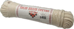 Made in USA - 100' Max Length Cotton Solid Braided Cotton Cord with Reinforced Core - Apex Tool & Supply