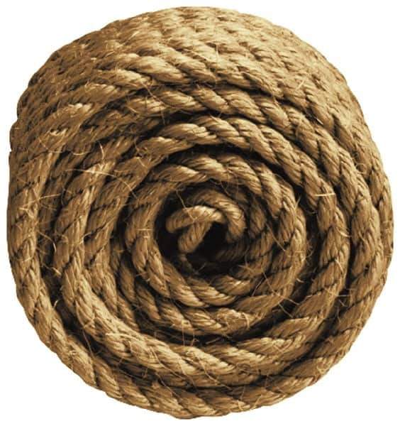 Value Collection - 100' Max Length Sisal Twisted Rope - 1/4" Diam, 48 Lb Capacity - Apex Tool & Supply