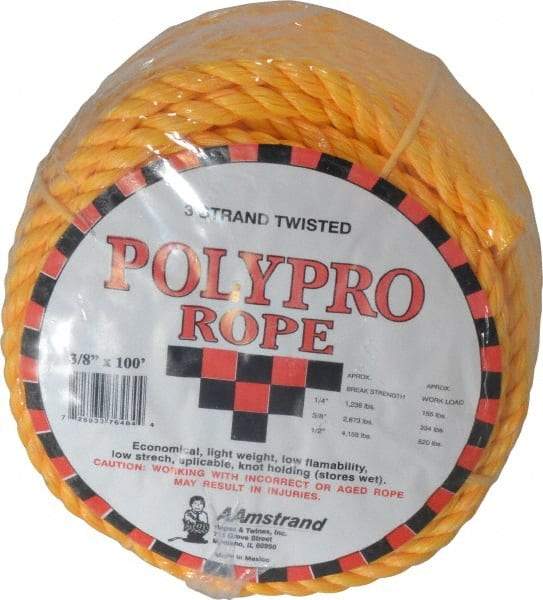 Value Collection - 100' Max Length Polypropylene Coilettes - 3/8" Diam, 2,240 Lb Capacity - Apex Tool & Supply