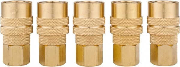Value Collection - 5 Piece 1/4" Body 1/4 NPT 145 psi Brass Industrial Pneumatic Coupling Plug Set - Apex Tool & Supply