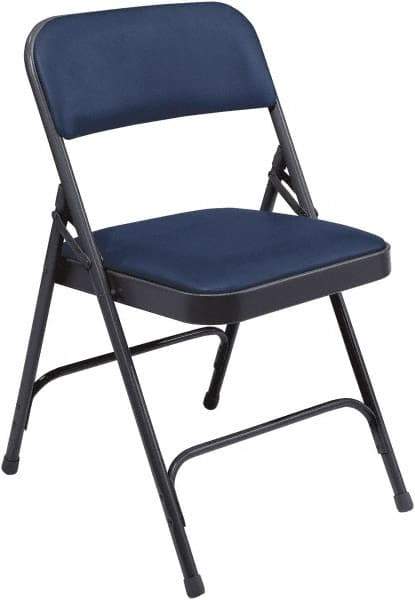 NPS - 18-3/4" Wide x 20-1/4" Deep x 29-1/2" High, Vinyl Folding Chair with Vinyl Padded Seat - Dark Midnight Blue - Apex Tool & Supply