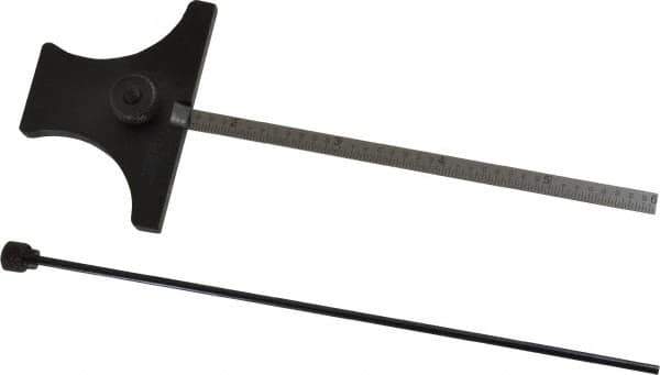 SPI - 0 to 6 Inch Rule Measurement Range, 30 to 60° Angle Measurement Range, Hardened Steel (Head); Stainless Steel (Rule) Depth and Angle Gage - 60° Angle Graduation, 2-1/2 Inch Long Base, 7/32 Inch Wide Rule, 1/64; 1/32 Inch Rule Graduation - Apex Tool & Supply