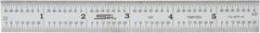 SPI - 6" Long, 1/64, 1/32" Graduation, Rigid Spring Steel Rule - 10R Graduation Style, 3/4" Wide, Silver, Satin Chrome Finish - Apex Tool & Supply