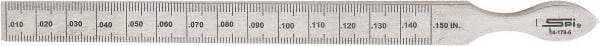 SPI - 0.01 to 0.15 Inch Measurement, 1 Leaf Taper Gage - 6-1/4 Inch Long x 7/16 Inch Wide, 0.001 Inch Graduation - Apex Tool & Supply
