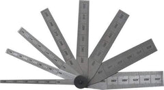 SPI - 0.1 to 0.5 Inch Measurement, 8 Leaf Taper Gage - 2-1/2 Inch Long, Tempered Steel, 0.001 Inch Graduation - Apex Tool & Supply