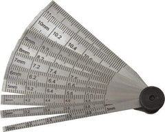 SPI - 2 to 12mm Measurement, 10 Leaf Taper Gage - 64mm Long, Tempered Steel, 0.02mm Graduation - Apex Tool & Supply