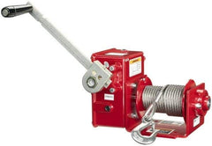 THERN - 2000/1200 Lbs. Load Limit Worm Gear Hand Winch - 13-1/2 Inches Long x 17.3 Inches High x 15.56 Inches Deep, 2,000 Lbs. Line Pull Capacity, 14 Lbs. Force to Lift 1,000 Pounds - Apex Tool & Supply