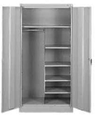Tennsco - 6 Shelf Combination Storage Cabinet - Steel, 36" Wide x 24" Deep x 78" High, Putty - Apex Tool & Supply