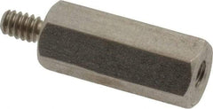Electro Hardware - #4-40, 13/16" OAL, 1/4" Across Flats, Stainless Steel Hex Male/Female Circuit Board Standoffs - 1/4" Thread Depth, 5/8" Body Length, Bright Finish - Apex Tool & Supply