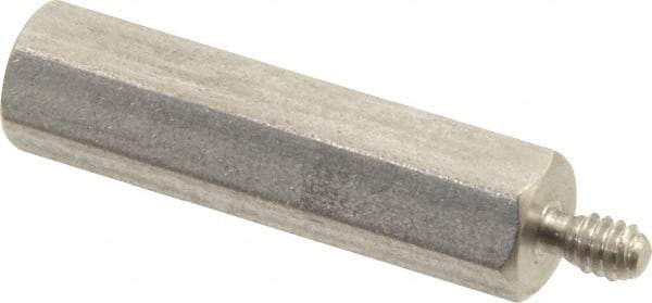 Electro Hardware - #4-40, 1-3/16" OAL, 1/4" Across Flats, Stainless Steel Hex Male/Female Circuit Board Standoffs - 1/4" Thread Depth, 1" Body Length, Bright Finish - Apex Tool & Supply