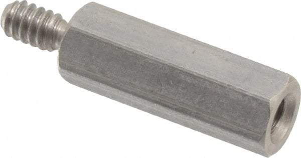 Electro Hardware - #6-32, 1" OAL, 1/4" Across Flats, Stainless Steel Hex Male/Female Circuit Board Standoffs - 3/8" Thread Depth, 3/4" Body Length, Bright Finish - Apex Tool & Supply