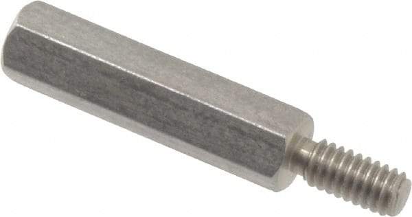 Electro Hardware - #8-32, 1-3/8" OAL, 1/4" Across Flats, Stainless Steel Hex Male/Female Circuit Board Standoffs - 7/16" Thread Depth, 1" Body Length, Bright Finish - Apex Tool & Supply
