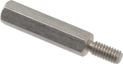 Electro Hardware - #8-32, 1-3/8" OAL, 1/4" Across Flats, Stainless Steel Hex Male/Female Circuit Board Standoffs - 7/16" Thread Depth, 1" Body Length, Bright Finish - Apex Tool & Supply