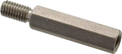 Electro Hardware - #10-32, 1-3/8" OAL, 1/4" Across Flats, Stainless Steel Hex Male/Female Circuit Board Standoffs - 1/2" Thread Depth, 1" Body Length, Bright Finish - Apex Tool & Supply