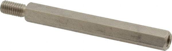 Electro Hardware - #10-32, 2-3/8" OAL, 1/4" Across Flats, Stainless Steel Hex Male/Female Circuit Board Standoffs - 1/2" Thread Depth, 2" Body Length, Bright Finish - Apex Tool & Supply