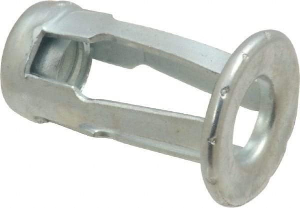Au-Ve-Co Products - 1/4-20 UNC Thread, Zinc Plated, Steel, Screwdriver Installed Rivet Nut - 3/16 to 3/8" Grip, 5/8" Flange Diam, 0.919" Long - Apex Tool & Supply