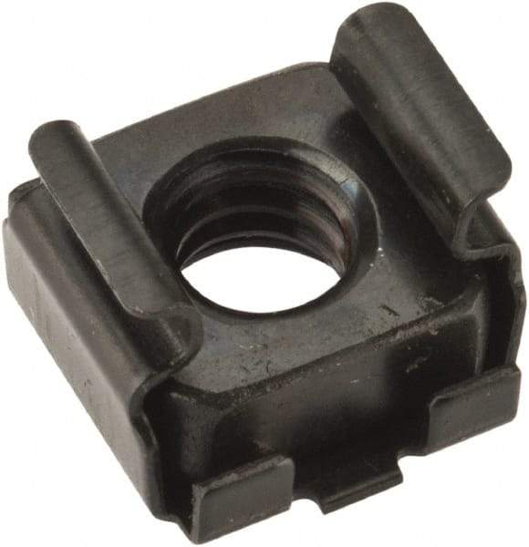 Value Collection - 1/4-20 Screw, 0.064 to 0.105" Thick, Spring Steel Cage Nut - 3/8" Center Edge, Black Phosphate Finish - Apex Tool & Supply
