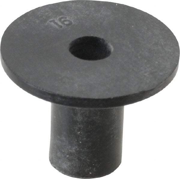Au-Ve-Co Products - #8-32, 3/4" Diam x 0.062" Thick Flange, Rubber Insulated Rivet Nut - UNC Thread, Neoprene, 1/2" Long x 5/16" Body Diam, 0.575" OAL - Apex Tool & Supply
