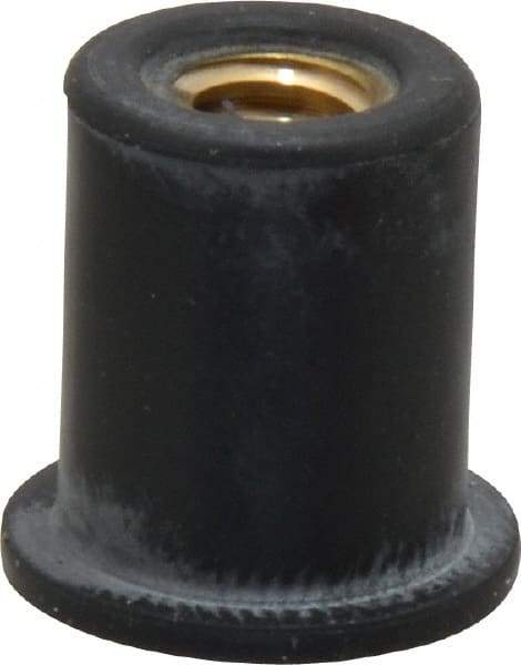 Au-Ve-Co Products - 1/4-20, 5/8" Diam x 0.051" Thick Flange, Rubber Insulated Rivet Nut - UNC Thread, Neoprene, 19/32" Long x 1/2" Body Diam, 0.641" OAL - Apex Tool & Supply