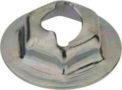 Au-Ve-Co Products - 1/4" Hole Diam, 11/16" OD, 7/16" Width Across Flats Washer Lock Nut - Zinc-Plated Spring Steel, For Use with Non Threaded Fasteners - Apex Tool & Supply