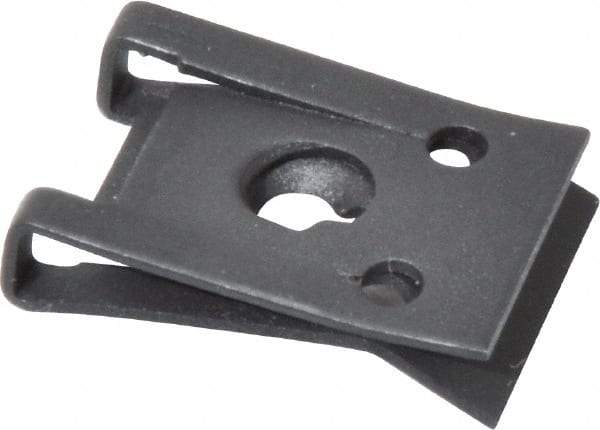 Value Collection - #6 Screw, 0.025 to 1/8" Thick, Spring Steel Standard U Nut - 3/8" Center Edge, Black Phosphate Finish - Apex Tool & Supply