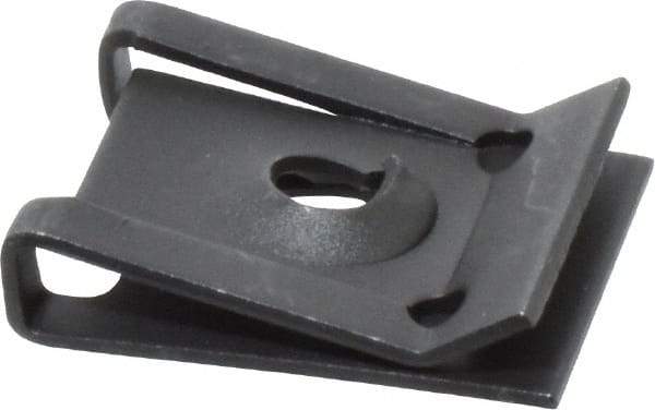 Value Collection - #10 Screw, 0.025 to 1/8" Thick, Spring Steel Standard U Nut - 11/32" Center Edge, Black Phosphate Finish - Apex Tool & Supply