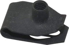 Value Collection - #8-32 Screw, 0.025 to 0.15" Thick, Spring Steel Extruded Tapped Hole U Nut - 3/8" Center Edge, Black Phosphate Finish - Apex Tool & Supply