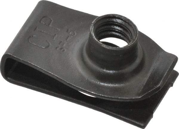 Value Collection - 1/4-20 Screw, 0.025 to 0.15" Thick, Spring Steel Extruded Tapped Hole U Nut - 17/32" Center Edge, Black Phosphate Finish - Apex Tool & Supply