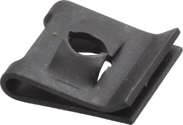 Value Collection - #8 Screw, 0.025 to 0.04" Thick, Spring Steel Standard U Nut - 1/4" Center Edge, Black Phosphate Finish - Apex Tool & Supply