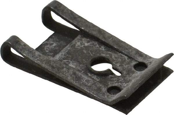 Value Collection - #8 Screw, 0.025 to 0.035" Thick, Spring Steel Extruded Tapped Hole U Nut - 11/32" Center Edge, Black Phosphate Finish - Apex Tool & Supply