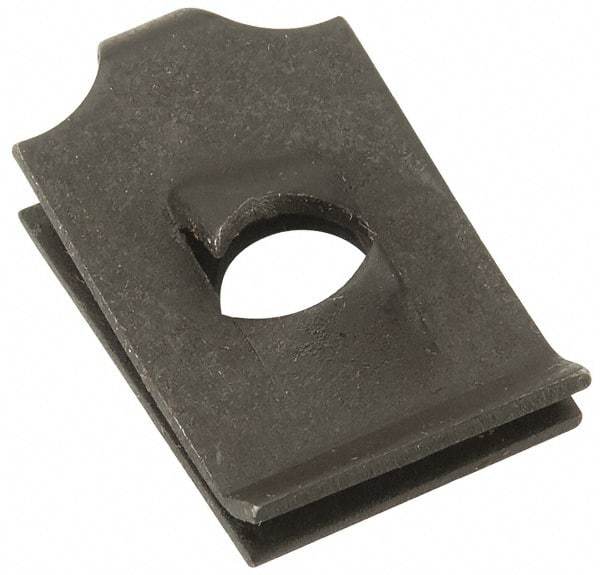Value Collection - #10 Screw, 0.045 to 1/16" Thick, Spring Steel Standard U Nut - 13/32" Center Edge, Black Phosphate Finish - Apex Tool & Supply
