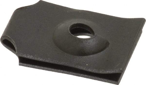 Value Collection - #10 Screw, 0.03 to 0.037" Thick, Spring Steel Standard U Nut - 3/8" Center Edge, Black Phosphate Finish - Apex Tool & Supply