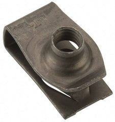 Au-Ve-Co Products - M6x1.00 Screw, 3.4 to 6.3mm Thick, Spring Steel Extruded Tapped Hole U Nut - 17/32" Center Edge, Black Phosphate Finish - Apex Tool & Supply