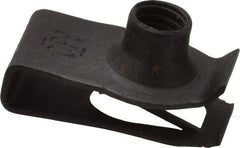 Value Collection - M6x1.00 Screw, 0.8 to 4mm Thick, Spring Steel Extruded Tapped Hole U Nut - 17/32" Center Edge, Black Phosphate Finish - Apex Tool & Supply