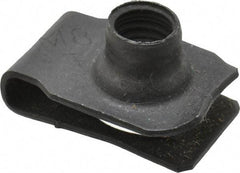 Au-Ve-Co Products - M8x1.25 Screw, 0.8 to 4mm Thick, Spring Steel Extruded Tapped Hole U Nut - 9/16" Center Edge, Black Phosphate Finish - Apex Tool & Supply