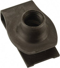 Au-Ve-Co Products - M10x1.50 Screw, 1 to 6mm Thick, Spring Steel Extruded Tapped Hole U Nut - 3/4" Center Edge, Black Phosphate Finish - Apex Tool & Supply
