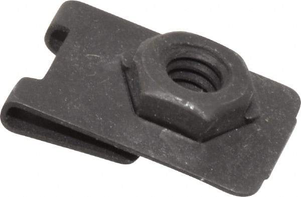 Value Collection - 1/4-20 Screw, 0.032 to 0.093" Thick, Spring Steel J Nut Retainer - 1/2" Center Edge, Black Phosphate Finish - Apex Tool & Supply
