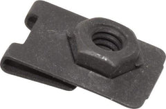 Value Collection - 1/4-20 Screw, 0.032 to 0.093" Thick, Spring Steel J Nut Retainer - 1/2" Center Edge, Black Phosphate Finish - Apex Tool & Supply