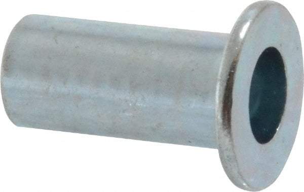 Value Collection - #10-24, 0.01 to 0.08" Grip, Steel Standard Rivet Nut - Drill Size Letter F, Flat Head - Apex Tool & Supply