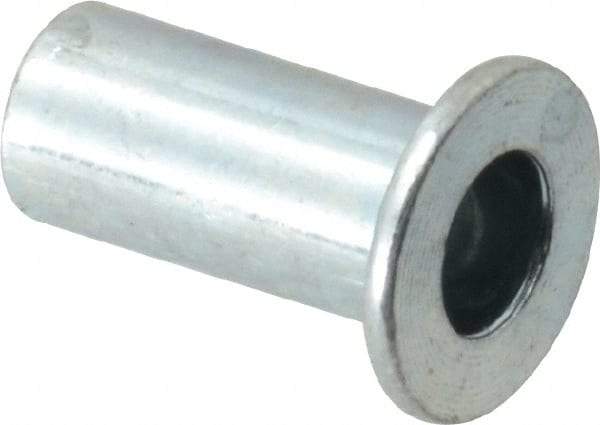 Value Collection - #10-32, 0.01 to 0.08" Grip, Steel Standard Rivet Nut - Drill Size Letter F, Flat Head - Apex Tool & Supply