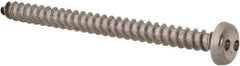 Made in USA - #8 Pan Head Spanner Sheet Metal Screw - Stainless Steel, 2" Length Under Head, Grade 18-8 - Apex Tool & Supply